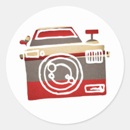 かわいいカメララブハート写真グラフィックパーティー ラウンドシール