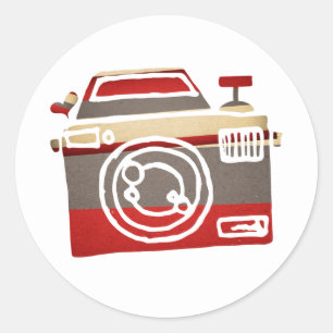 かわいいカメララブハート写真グラフィックパーティー ラウンドシール