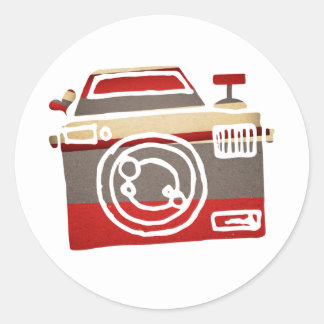 かわいいカメララブハート写真グラフィックパーティー ラウンドシール