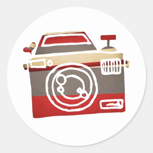 かわいいカメララブハート写真グラフィックパーティー ラウンドシール (正面)