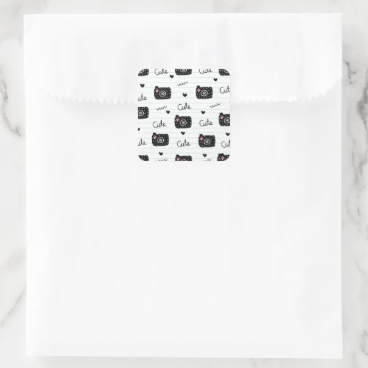 かわいいカメラ写真愛好家スクエアステッカー スクエアシール (バッグ)