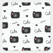 かわいいカメラ写真愛好家スクエアステッカー スクエアシール (正面)