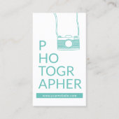 かわいいカメラ撮影光ティール(緑がかった色)写真家 名刺 (正面)