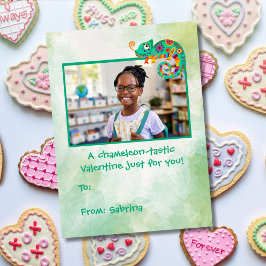 かわいいカメレオンの子供向けバレンタインデーカード ノートカード