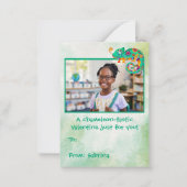 かわいいカメレオンの幼児教室バレンタインデーカード ノートカード (正面)