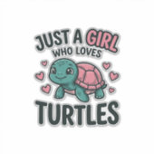 かわいいカメ好きの女の子のためのビンテージ風の彫刻Tシャツデザイン シール (正面)