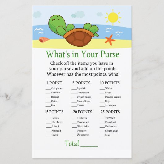 かわいいカメ財布ゲームの赤ちゃんシャワーに何が (正面)