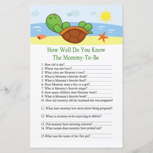 かわいいカメ赤ちゃんシャワーゲームをどれだけ知っているか (正面)