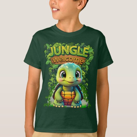 かわいいカメ野生動物のカメキャラクター🐢 Tシャツ (正面)