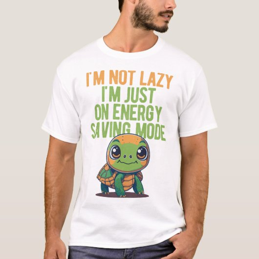 かわいいカメ, のんびりカメ, 省エネモードです Tシャツ (正面)