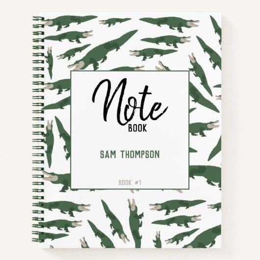 かわいいカメ・ワニの柄 ノートブック (正面)