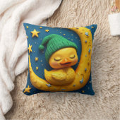 かわいいカモと月 クッション (ブランケット)