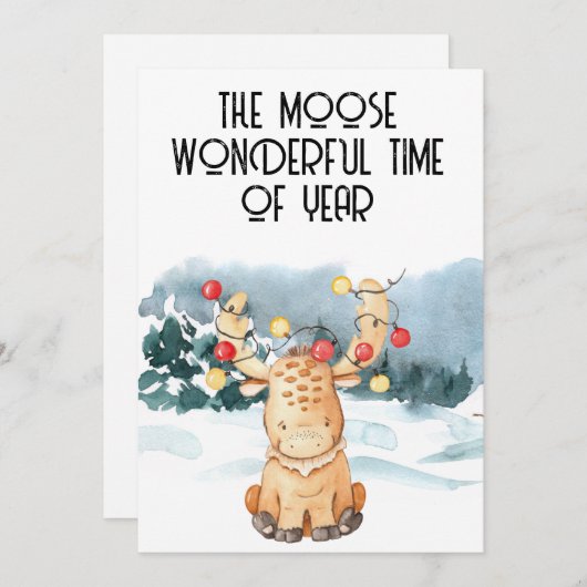 かわいいカモシカのホリデー・クリスマス シーズンカード (正面/裏面)