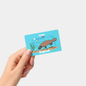 かわいいカモノハシが泳ぐアニメーション バッジ (手持ち)