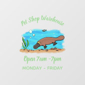 かわいいカモノハシのスイミングアニメ ウィンドウサイン (シート)