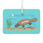 かわいいカモノハシのスイミングアニメ カーエアーフレッシュナー (裏面)