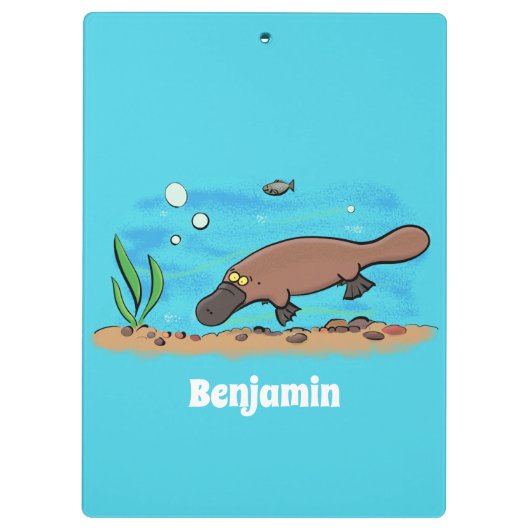 かわいいカモノハシのスイミングアニメ クリップボード (裏面)