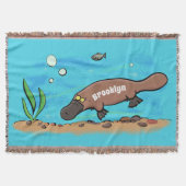かわいいカモノハシのスイミングアニメ スローブランケット (正面)