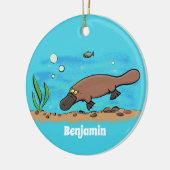 かわいいカモノハシのスイミングアニメ セラミックオーナメント (左)