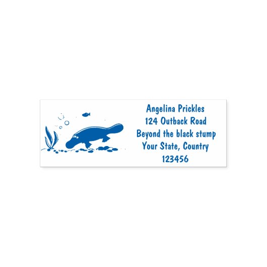 かわいいカモノハシのスイミングアニメ セルフインキングスタンプ (デザイン)