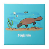 かわいいカモノハシのスイミングアニメ タイル (正面)