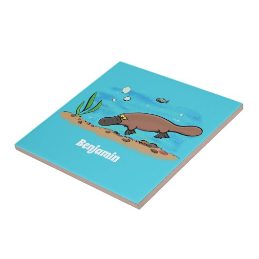 かわいいカモノハシのスイミングアニメ タイル (側面)