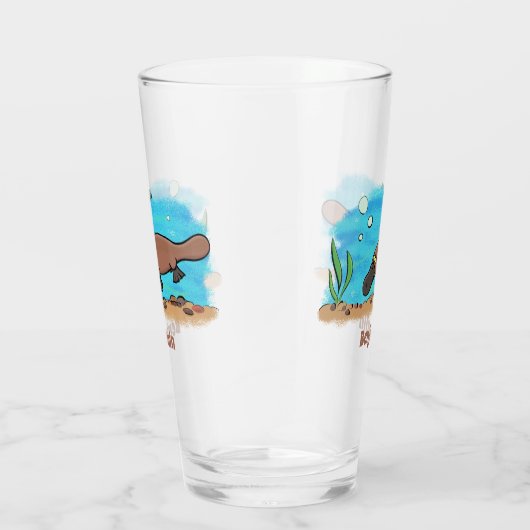かわいいカモノハシのスイミングアニメ タンブラーグラス (右)