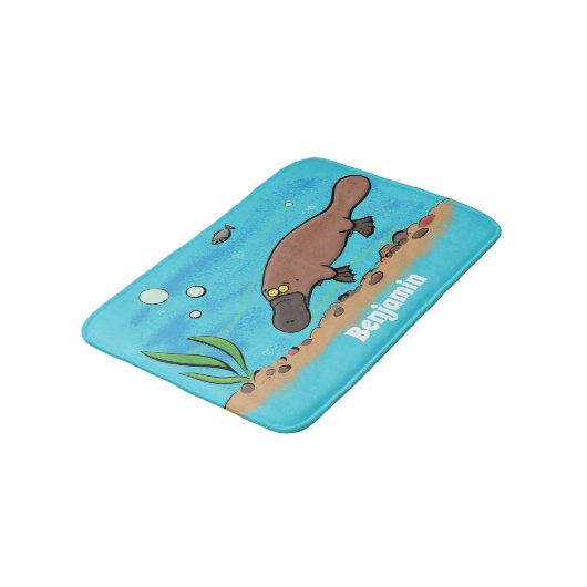 かわいいカモノハシのスイミングアニメ バスマット (アングル)