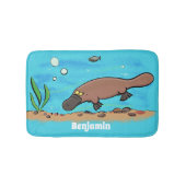 かわいいカモノハシのスイミングアニメ バスマット (正面)