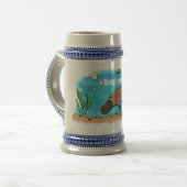 かわいいカモノハシのスイミングアニメ ビールジョッキ (正面左)