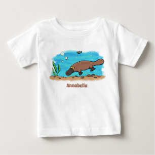 かわいいカモノハシのスイミングアニメ ベビーTシャツ