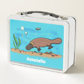 かわいいカモノハシのスイミングアニメ メタルランチボックス (裏面)