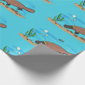 かわいいカモノハシのスイミングアニメ ラッピングペーパー (角)