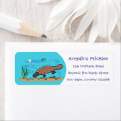 かわいいカモノハシのスイミングアニメ ラベル (インサイチュ)