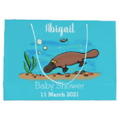 かわいいカモノハシのスイミングアニメ ラージペーパーバッグ (裏面)