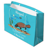 かわいいカモノハシのスイミングアニメ ラージペーパーバッグ (裏面アングル)