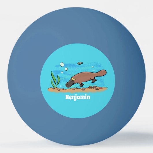 かわいいカモノハシのスイミングアニメ 卓球ボール (正面)