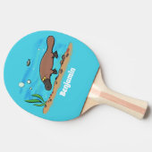 かわいいカモノハシのスイミングアニメ 卓球ラケット (横)