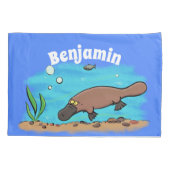 かわいいカモノハシのスイミングアニメ 枕カバー (裏面)