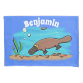 かわいいカモノハシのスイミングアニメ 枕カバー (正面)