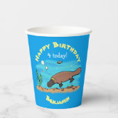 かわいいカモノハシのスイミングアニメ 紙コップ (正面)