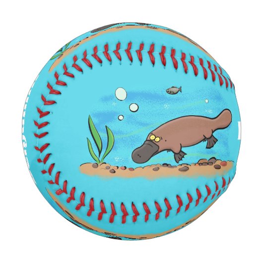 かわいいカモノハシのスイミングアニメ 野球ボール (正面左)