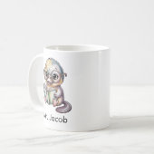 かわいいカモノハシの本読みカスタム コーヒーマグカップ (正面左)