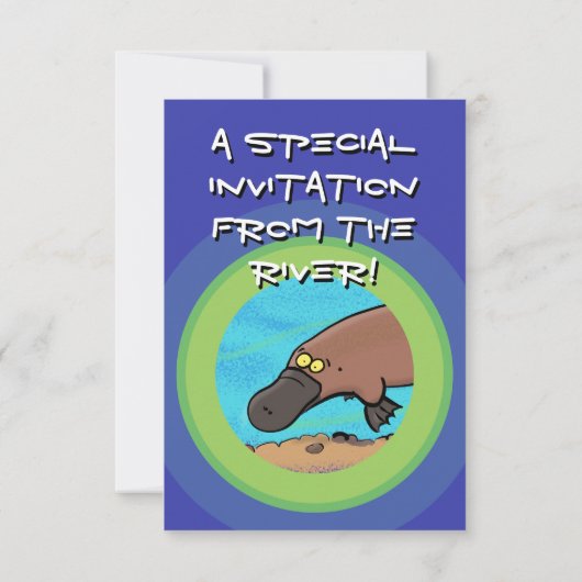 かわいいカモノハシの漫画5年の誕生日の招待 招待状 (裏面)