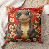 🦆🌸 かわいいカモノハシの花柄インテリアギフト ✨ クッション (ブランケット)