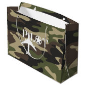 かわいいカモフラージュパイロット タイポグラフィー, パーソナライズド ラージペーパーバッグ (裏面アングル)