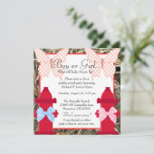 かわいいカモ柄の消防栓 性別発表 招待状 (スタンド正面)