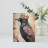かわいいカラスと王冠 ポストカード (スタンド正面)