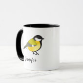 かわいいカラスドリの黄色い鳥＆名前 マグカップ (正面左)