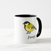 かわいいカラスドリの黄色い鳥＆名前 マグカップ (正面右)